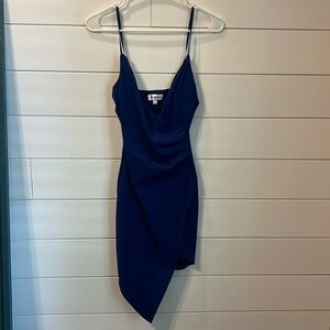 Blue asymmetrical cocktail dress